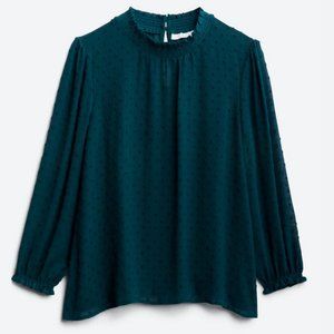 NWT Cebria Mockneck Swiss Dot Blouse